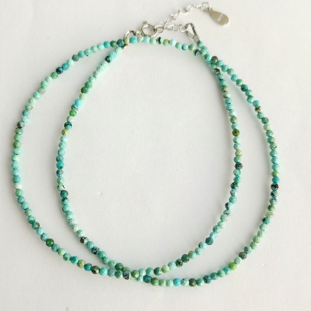 3mm Turquoise Beaded Necklace 16-17 Inches